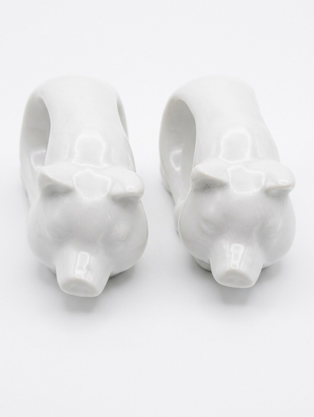 Vintage Shafford Porcelain Pig Napkin Rings, Set Of 2